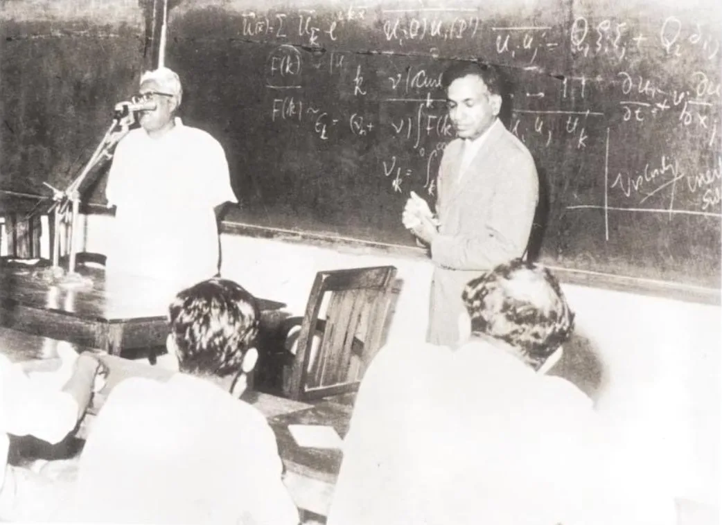 S. N. Bose, FRS, addressing a gathering during the visit of S. Chandrasekhar in ISI, Sept 18, 1961
