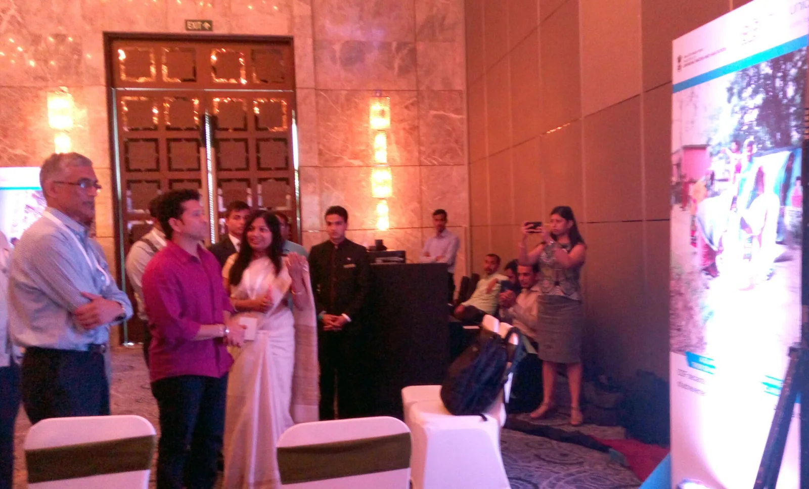 The Secretary, Ministry of Drinking Water and Sanitation, Shri Parameswaran Iyer and the Swachh Bharat Ambassador Sachin Tendulkar at an interactive session with the Swachh Bharat Champions Collectors