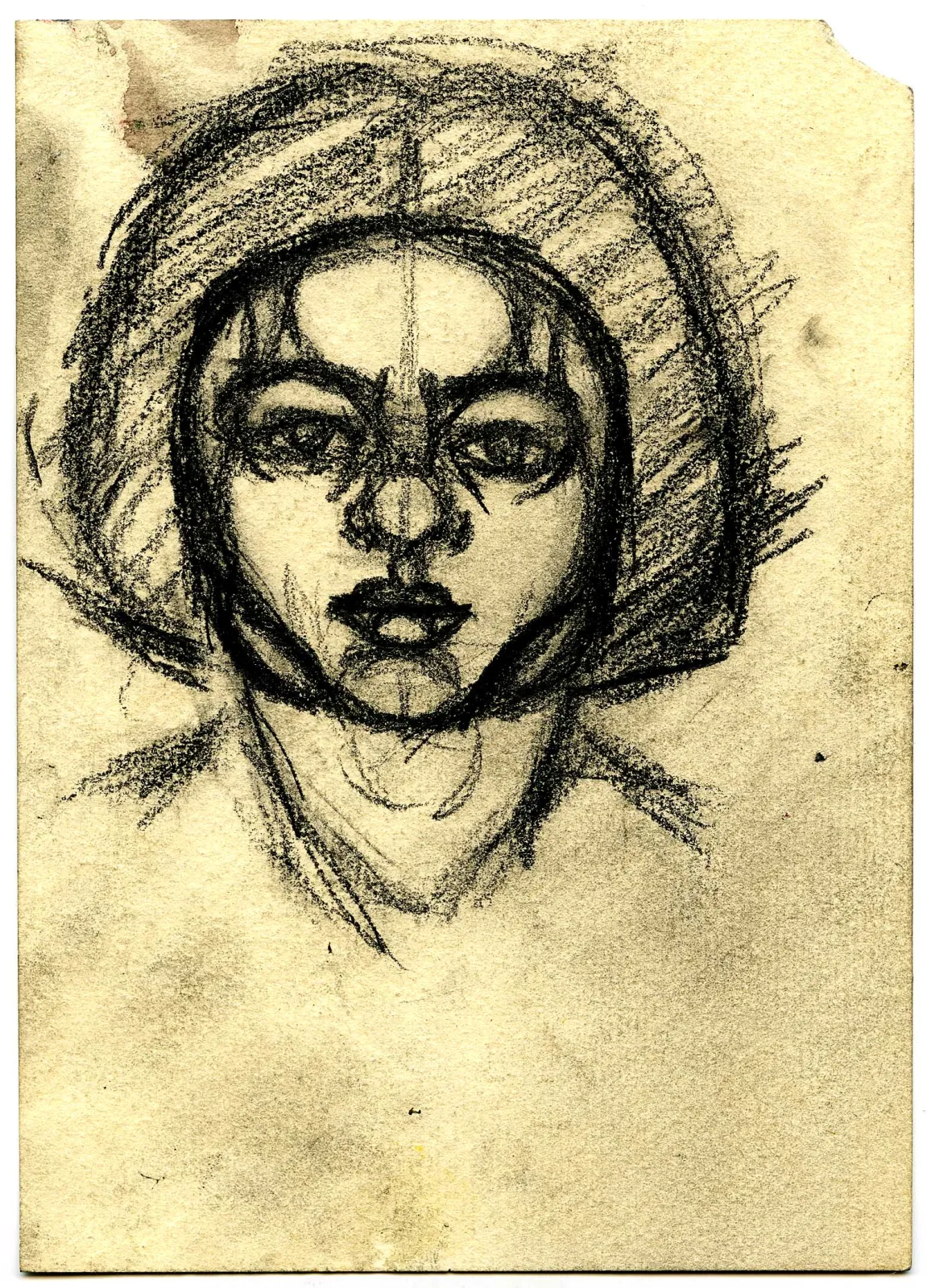 Amrita Sher-Gil, Self-Portrait, 1927-28, Charcoal on Paper.