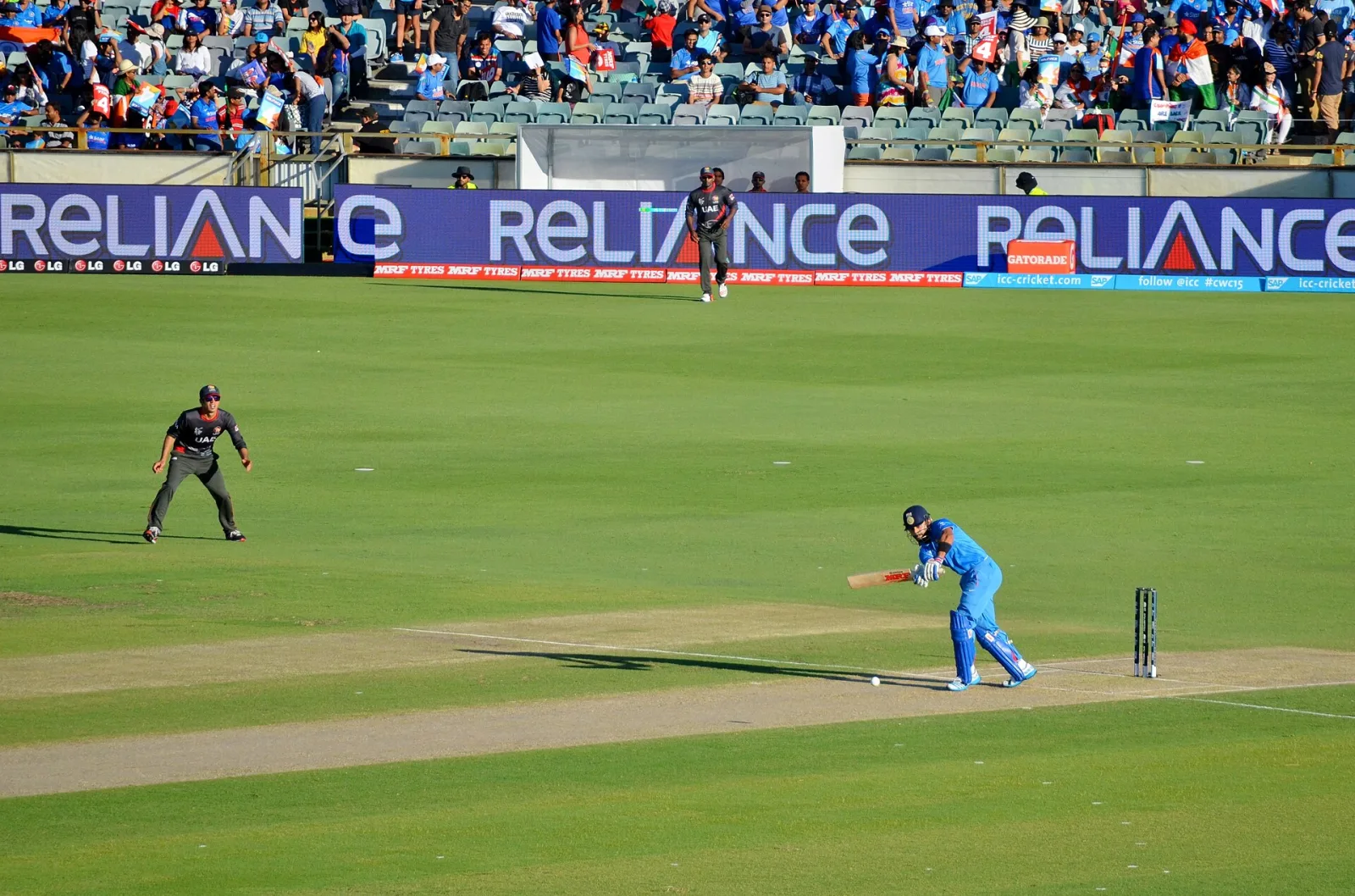 Virat Kohli batting for India against United Arab Emirates during their 2015 Cricket World Cup match at the WACA Ground in Perth, Australia.