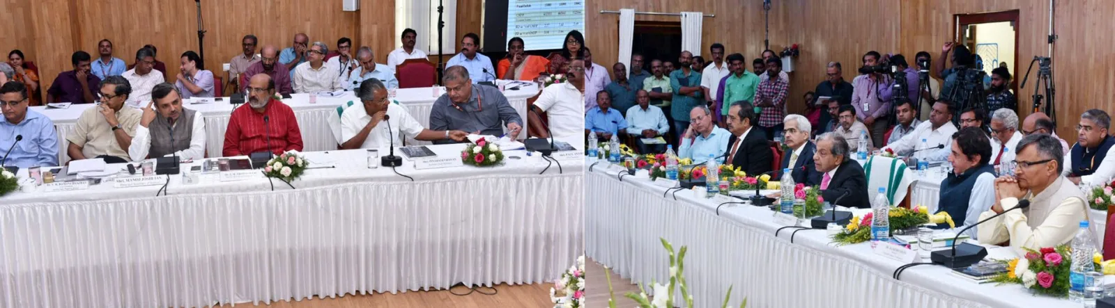 Pinarayi Vijayan, the Chairman of the 15th Finance Commission, Shri N.K. Singh along with the members, during the formal presentations made by the State Government, in Thiruvananthapuram, Kerala