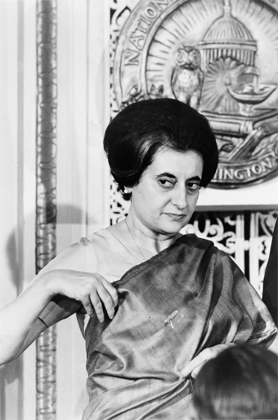 Indian Prime Minister Indira Gandhi (1917-1984) at the National Press Club, Washington, D.C. 1n 1966