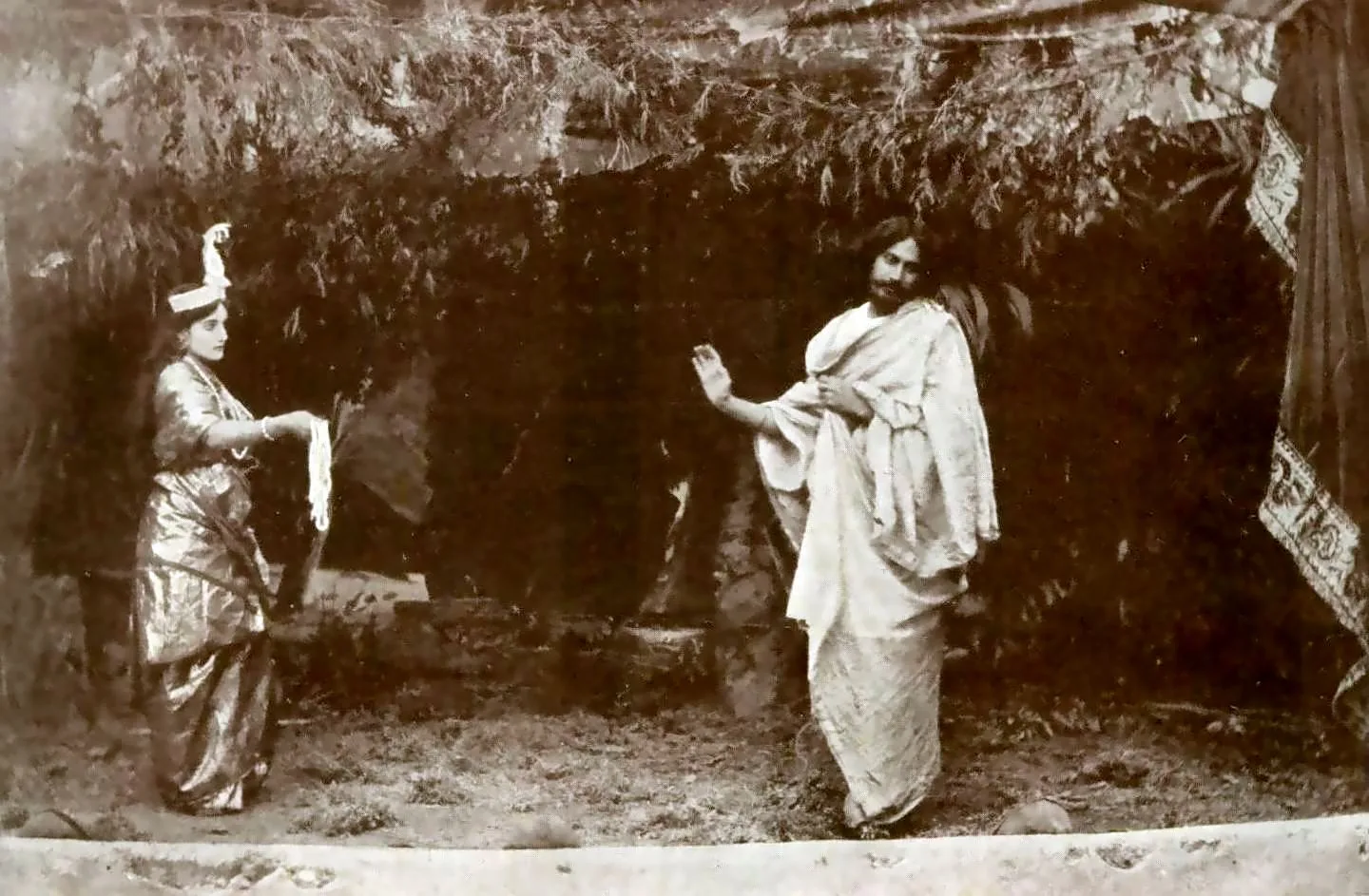 Rabindranath Tagore and Indira Devi in Valmiki-Pratibha, 1881.