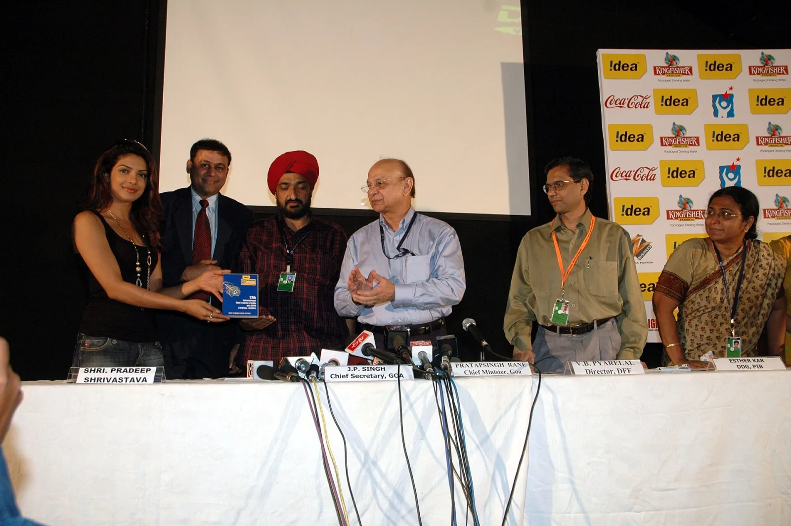 Film Star, Priyanka Chopra launching the theme video for IFFI-2006 at a press conference on the official sponsor for IFFI-2006 at Black Box, Kala Academy in Panaji, Goa. The Chief Minister