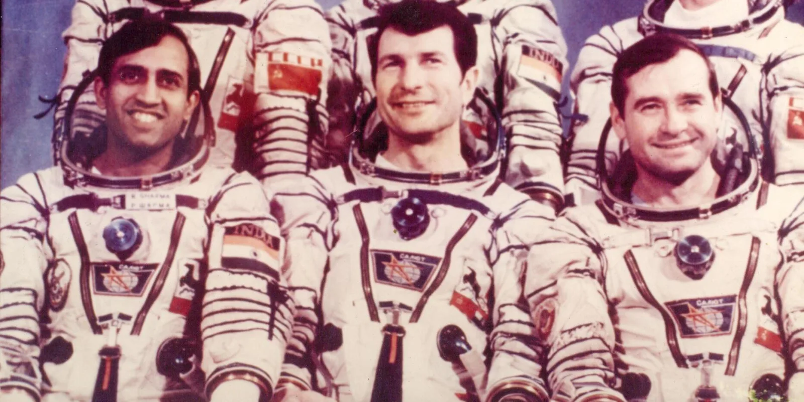 Soyuz T-11 Primary crew: Rakesh Sharma, Yury Vasilyevich Malyshev and Gennadi Mikhailovich Strekalov.